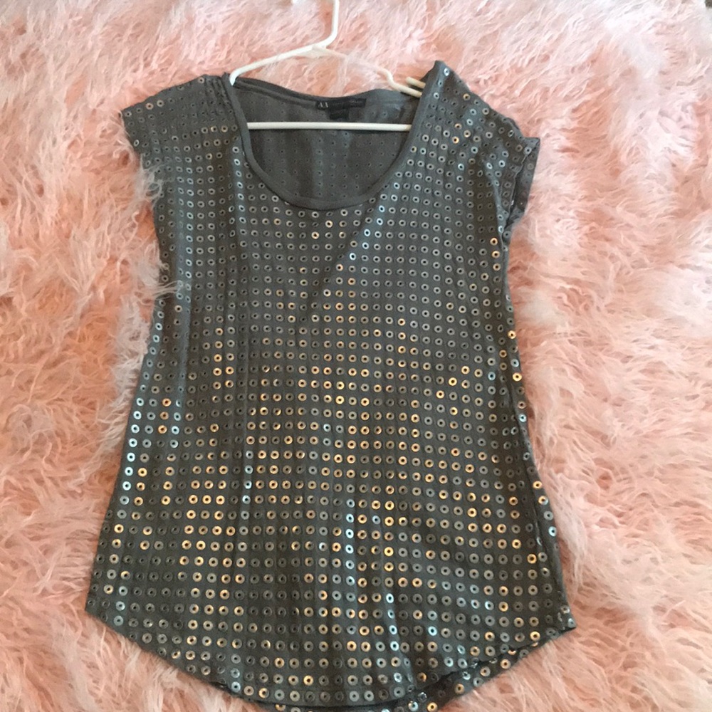 Armani Exchange Grey silver top